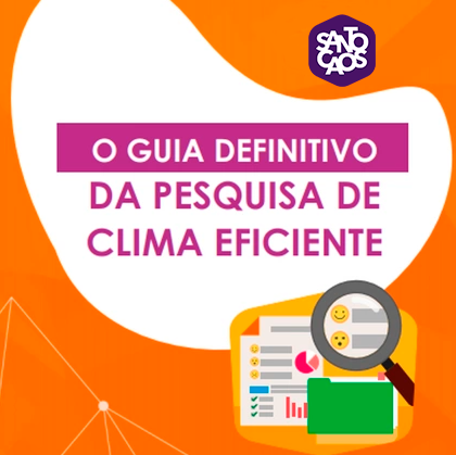 Capa do e-book, em cor laranja, com o título "O Guia Definitivo da pesquisa de clima eficiente" em cor rosa.